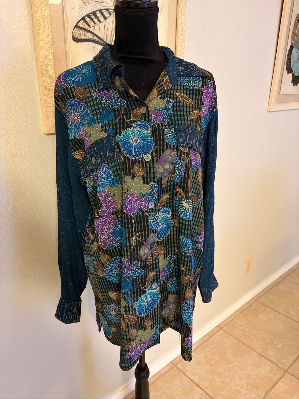 Koos Of Course Vintage Floral Buttton Up Blouse Size Medium